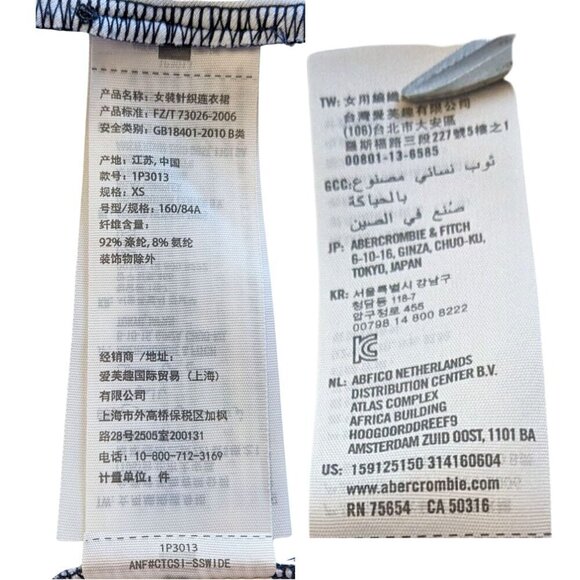 ABERCROMBIE & FITCH Navy Geometric Princess Seam Scuba Skater Mini Dress Sz XS - Picture 4 of 6